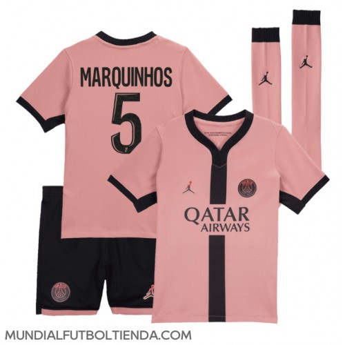 Camiseta Paris Saint-Germain Marquinhos #5 Tercera Equipación Replica 2024-25 para niños mangas cortas (+ Pantalones cortos)